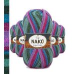 Nako No: 82408 Vega Stripe Premium Akrilik 5 Adet El Örgü İpi Yünü