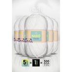 NAKO Panda - Beyaz (3081) - 5'li Paket - 100gr/120m - Kadife El Örgü İpi - Amigurumi Punch İpi
