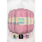 NAKO Panda - Pamuk Şeker (3121) - 5'li Paket - 100gr/120m - Kadife El Örgü İpi - Amigurumi Punch İpi