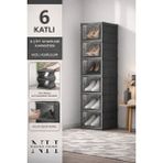 Nakra Home 6 Katlı Katlanır Ayakkabılık | Kapaklı Portatif Ayakkabı Dolabı & Raf Ünitesi “ANTRASİT” - Antrasit