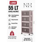 Nakra Home Katlanabilir 4 Katlı Tekerlekli Plastik Dolap – Çok Amaçlı Portatif Organizer (Geniş Hacim) - Pudra