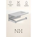 Nakra Home Paslanmaz Çelik Yapışkanlı Tuvalet Kağıdı Askılığı Raflı | Delmeden Montaj | Neme Dayanıklı - Inox