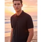Nakşi Giyim Erkek Polo Yaka Jakarlı Dokulu Triko Slim Fit Tişört - Siyah - 2XL
