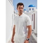 Nakşi Giyim Erkek Regular Fit Yarım Fermuarlı Polo Yaka Triko Tişört - Beyaz - S