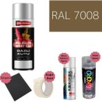 Nalburun 400 ml Doldurulmuş Selülozik Parlak Sprey Boya + Astar + Boya Sökücü Set Ral - 131 Adet - 7008 Haki Gri