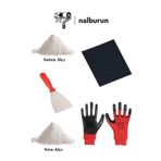 Nalburun Duvar Tamir Seti 2kg Sıva Alçı 1kg Saten Alçı Spatula Zımpara(150) Eldiven