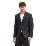 Naldo Erkek Siyah-Mavi Ekose Desenli Poliviskon Kumaşlı Slim Fit Spor Blazer Ceket Siyah-Mavi 54