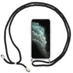 NALIA iPhone 11 ile uyumlu zincirli cep telefonu kılıfı, Slim Necklace sert kılıf, asma bantlı, şeffaf koruyucu kılıf ve cep telefonu kordonu yumuşak kordonlu kılıf cep telefonu çantası, renk: siyah
