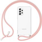 NALIA Zincirli cep telefonu kılıfı, Samsung Galaxy A33 ile uyumlu, şeffaf koruyucu kılıf ve cep telefonu ipi, asmak için, sağlam, sararmaz, şeffaf, sert kılıf ve silikon çerçeve, renk: pembe