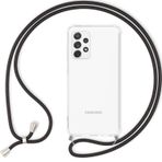 NALIA Zincirli cep telefonu kılıfı, Samsung Galaxy A53 ile uyumlu, şeffaf koruyucu kılıf ve cep telefonu ipi, asmak için, sağlam, sararmaz, şeffaf, sert kılıf ve silikon çerçeve, renk: siyah