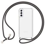 NALIA Zincirli cep telefonu kılıfı, Samsung Galaxy S22 Plus ile uyumlu, şeffaf koruyucu kılıf ve cep telefonu ipi, asmak için, sağlam, sararmaz, sert kılıf ve silikon çerçeve, renk: siyah