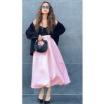 NALINCI Kadın Balon Uzun Kırık Beyaz Saten Düğün Nişan Nikah Etek Maksi Boy Balloon Satin Off-white Skirt