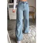 Naliru Kadın Pantolon Plazzo Wide Leg Kar Yıkamalı Yüksek Bel Geniş Paça Likralı BoyFriend Jean Kot