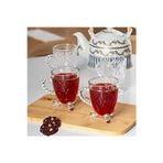 Namamed Nazeninstoğu Porsima 15720 Ayaklı Kulplu Desenli 4'Lü Cam Bardak - Kulplu Çay Kahve Bardağı - 200 Cc