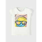 Name İt Beyaz Kız Bebek Bisiklet Yaka Kısa Kollu Baskılı T-Shirt 13217769