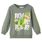name it Erkek Çocuk Dinozor Baskılı Sweatshirt, Yeşil, 4 Yaş