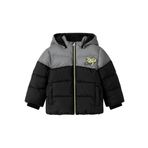name ıt Erkek Çocuk Dinozor Desenli Puffer Mont, Siyah-Gri, 3-4 Yaş