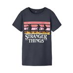 NAME IT Kız Çocuk Antrasit Tişört 9-10 Yaş NKFASINA STRANGER SS TOP BFU