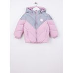 name ıt Kız Çocuk Fermuarlı Yaka Puffer Mont, Pembe-Gri, 1-2 Yaş