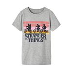 NAME IT Kız Çocuk Gri Melanj Tişört 9-10 Yaş NKFASINA STRANGER SS TOP BFU