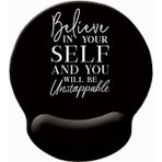 NAMISAN Jel Bilek Desteği Destekli Ergonomik Mouse Pad, Kendinize inanın ve durdurulamaz olacaksınız Siyah Doku İlham Verici Alıntı Mouse Pad, Kaymaz PU Tabanlı Ağrı kesici Bilek Dinlenme Pedi
