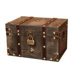 Nanddi Vintage ahşap hazine sandığı kilitli küçük dikdörtgen antika ahşap takı saklama kutuları avrupa dekoratif el yapımı saklama kutusu kutusu organizatör biblo hatıra ev yatak odası dekor
