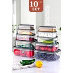 Nandy Home 10 lu Set Embox Dikdörtgen Erzak, Gıda Saklama Kabı Antrasit