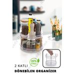 Nandy Home 2 Katlı, Çok Amaçlı, Düzenleyici Döner Raf Şeffaf NDY-N44-2