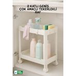 Nandy Home 2 Katlı Geniş, Çok Amaçlı, Tekerlekli Düzenleyici Raf, Evye Altı Organizer