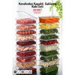 Nandy Home 20'li Set Kendinden Kapaklı Derin Dondurucuya Uygun Saklama Kabı 1 Lt.