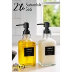 Nandy Home 2'li Set Cam Sabunluk - Deterjanlık, Sıvı Sabunluk - El Sabunluğu -500Ml.