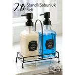 Nandy Home 2'li Set Standlı Cam Sabunluk - Deterjanlık, Sıvı Sabunluk - El Sabunluğu -500Ml.