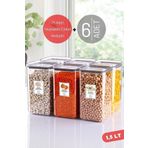 Nandy Home 6 Adet 1,5 Lt Suya Dayanıklı Etiketli, Kare Erzak Saklama Kabı Şeffaf