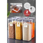 Nandy Home 6'lı Set Silikon Contalı Kare Erzak Saklama Kabı Seti 2 Lt Şeffaf Yüksek Performanslı PP Plastik