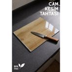 Nandy Home Ahşap Desenli Cam Kesme Tahtası - 25x35cm - Dayanıklı ve Pratik Kesim Matı