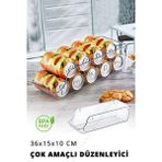 Nandy Home Çok Amaçlı Düzenleyici Şeffaf Renkli Küçük Boy 36 x 15 x 10 cm Buzdolabı ve Dolap İçi Kullanım