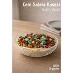 Nandy Home El Yapımı Cam, Büyük Boy Tesbih Model Salata Kasesi - Bowl Kasesi