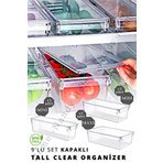 Nandy Home KAPAKLI 9'lu Set Tall Clear Buzdolabı & Dolap Içi Düzenleyici Organizer