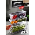 Nandy Home Kapaklı Mini Tall Clear Buzdolabı & Dolap İçi Düzenleyici Organizer - 3 Adet Şeffaf