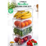Nandy Home Novabox 5000ML. 4'lü Set Saklama Kabı - Çok Amaçlı Buzdolabı Organizeri - 5 lt - Şeffaf