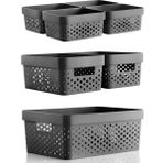 Nandy Home Penta Köşeli Çok Amaçlı Sepet Seti Gri Sert Plastik 1x11L 2x4,5L 4x1,4L Ev Düzeni