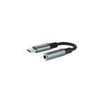 Nano Cable 10.24.1204 ses adaptör kablosu USB-C/fiş 3.5 jak fişi, dişi, 11 cm, siyah/gri