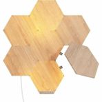 Nanoleaf Elements altıgen başlangıç kiti, 7 akıllı ahşap görünümlü LED panel – Modüler kısılabilir WLAN duvar lambası, iç mekan, müzik senkronizasyonu, Alexa Google Apple ile çalışır, oturma odası,