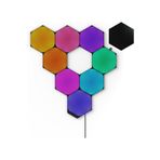 Nanoleaf Ultra Siyah Altıgen Başlangıç Seti, 9 Akıllı LED Panel RGBW ve Şekiller, Esnek Bağlayıcılar