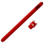 Nanospace Apple Pencil 2 Koruyucu Kaymaz Figürlü Kedi Silikon Kılıfı (Ürün Kalem Değildir) - Kırmızı
