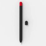 Nanospace Apple Pencil 2 Koruyucu Kaymaz Silikon Kılıfı Çift Renkli (Ürün Kalem Değildir) (Beyaz) - Siyah