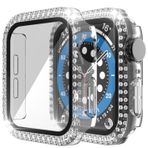 Nanospace Apple Watch Seri 7 45 mm Uyumlu Parlak Taşlı Ekran Koruyucu Tam Kaplayan Kasa (ŞEFFF)