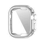 Nanospace Apple Watch Ultra 49mm Ekran Korumalı Slim Rubber Kılıf Ve Ekran Koruyucu Hediye (gümüş)
