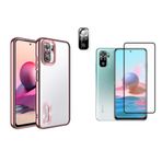 Nanospace Xiaomi Redmi Note 10 Pro Koruma Seti Logo Gösteren Kılıf + ekran koruyucu + Kamera Koruyucu (rose)