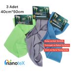 Nanotex Mikrofiber Yumuşak Parlak Doku Klasik Cam Bezi 3'lü 40 x 50 CM